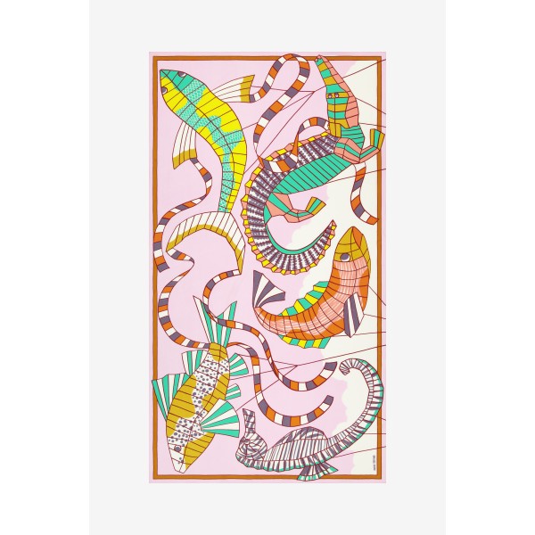 Inoui Editions medvilnės skara CERFS VOLANTS PINK